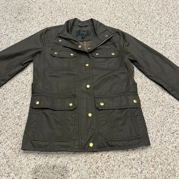 J Crew Downtown Field Jacket Sz XXS 100% Cotton Utility Preppy Y2K Green - Picture 1 of 8